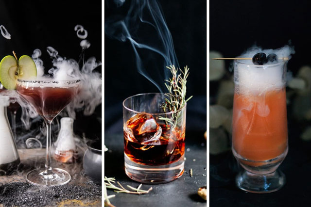 Làn khói phảng phất giúp ly cocktail thêm phần hấp dẫn xong khói cho cocktail