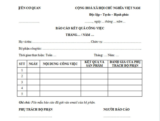 Báo cáo công việc cuối tháng cho nhân sự Báo cáo công việc cuối tháng cho nhân sự