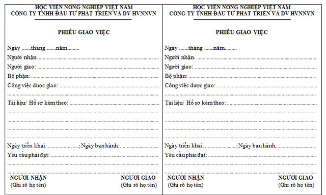 Trong phiếu giao việc cần đảm bảo những nội dung cơ bản nhất định đảm bảo những nội dung cơ bản