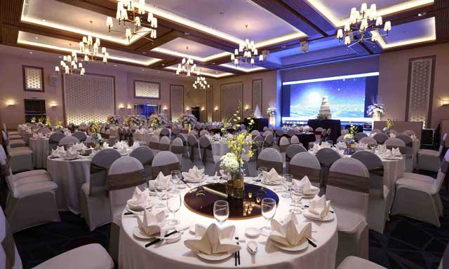 Sảnh tiệc ở Gala Center sở hữu không gian thoáng rộng đáp ứng nhu cầu đặt tiệc của khách Sảnh tiệc ở Gala Center