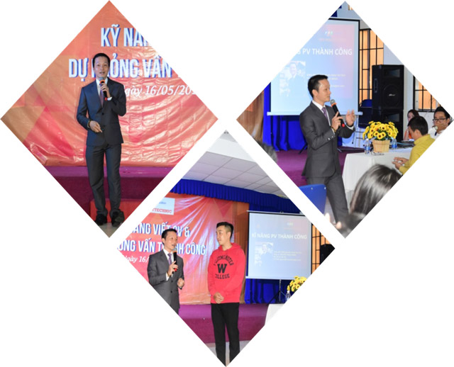 Diễn giả Ngọc Minh đưa ra tình huống thực tế để sinh viên trực tiếp trải nghiệm tình huống thực tế để sinh viên trực tiếp trải nghiệm